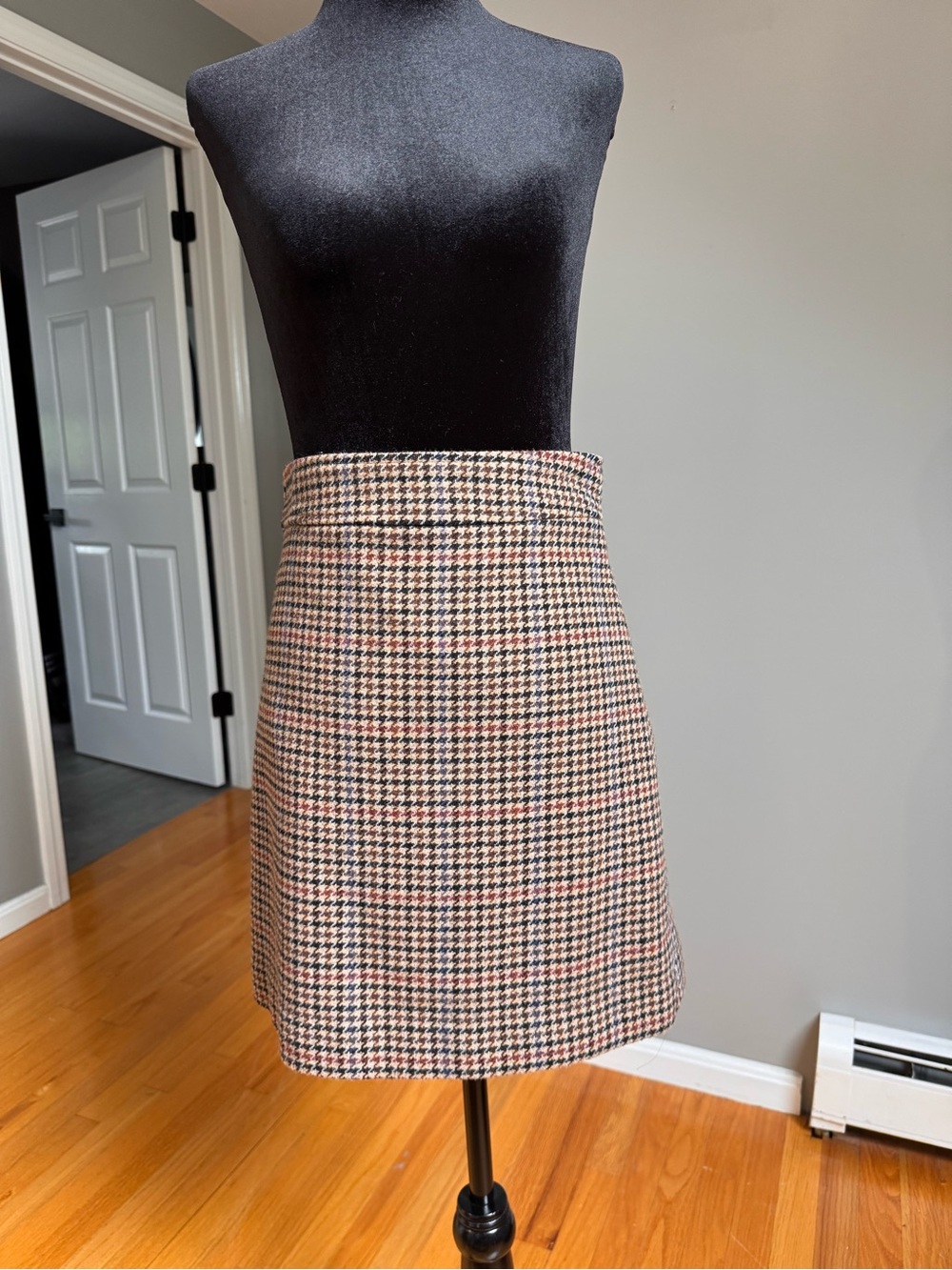 J. Crew Houndstooth Mini Skirt in Brown, Black and Tan
